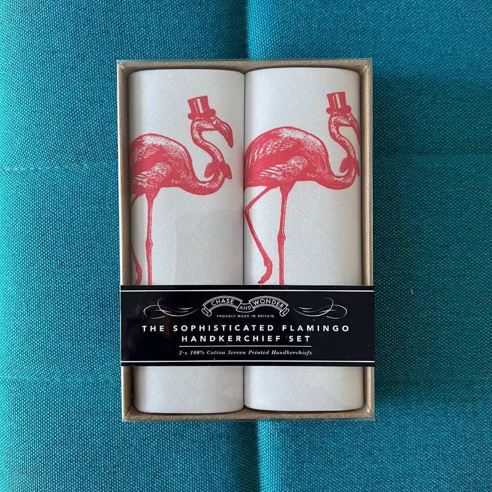 New CHASE and WONDER The Sophisticated Flamingo Handkerchief Set